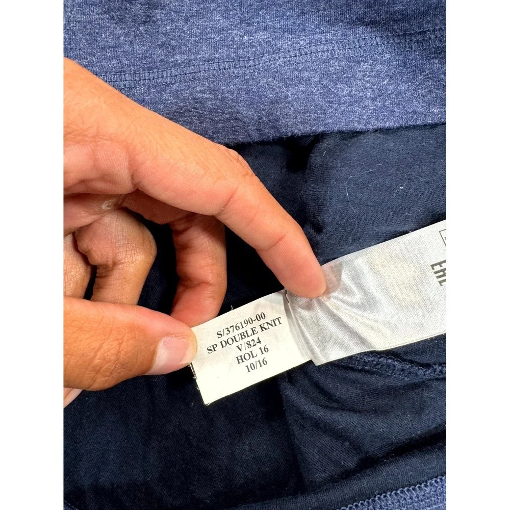 Banana Republic Henley Shirt Men Large Heather Blue Cotton Double Knit Side Slit